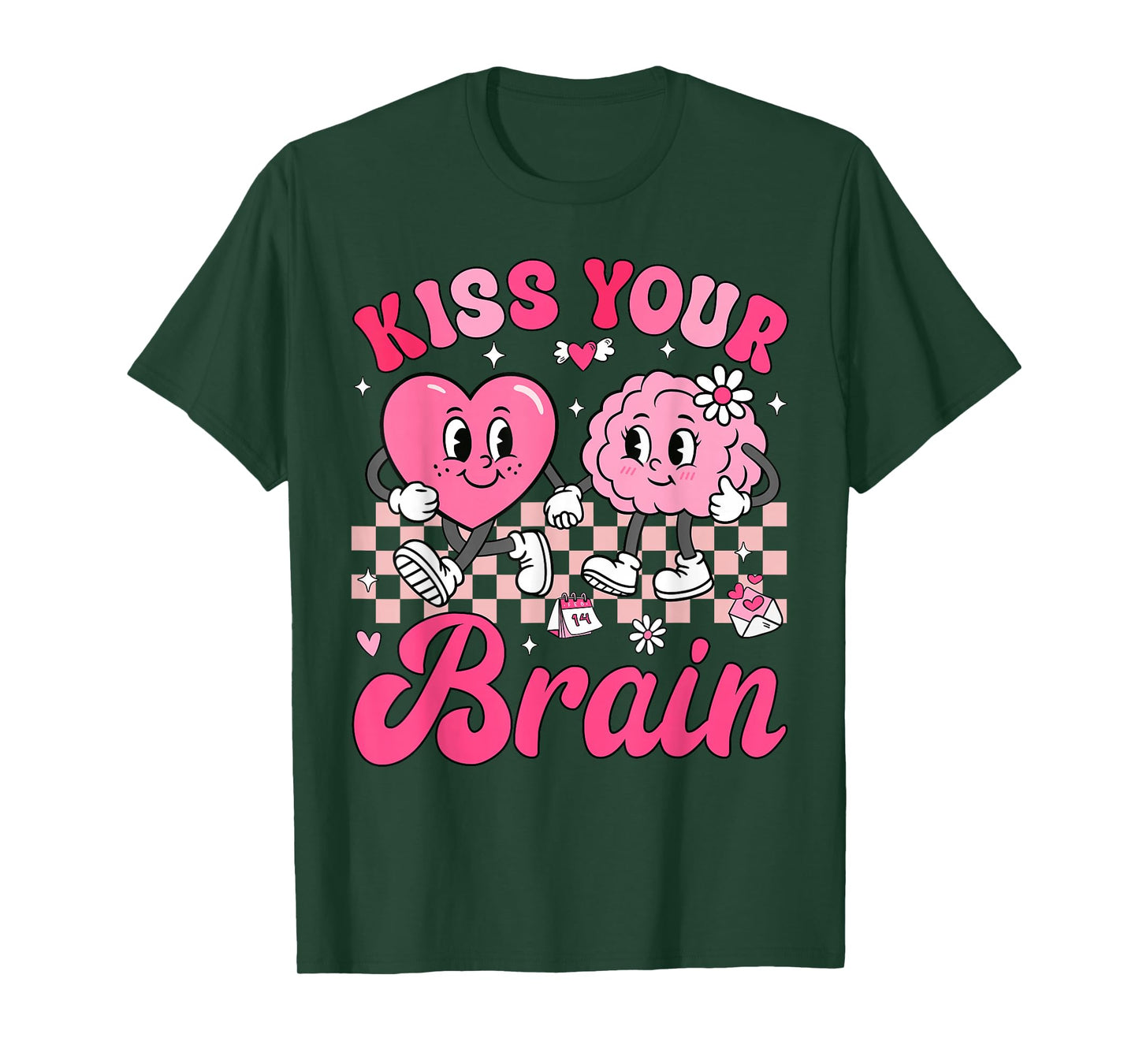 Valentine Kiss Your Brain Student Teacher Boy Girl Kid T-Shirt