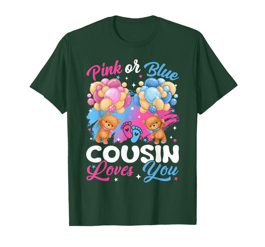 Bears Pink Or Blue Cousin Loves You Gender Reveal T-Shirt