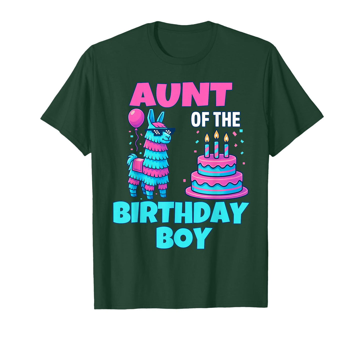 aunt of Birthday Boy Llama Pinata Party family mathing women T-Shirt