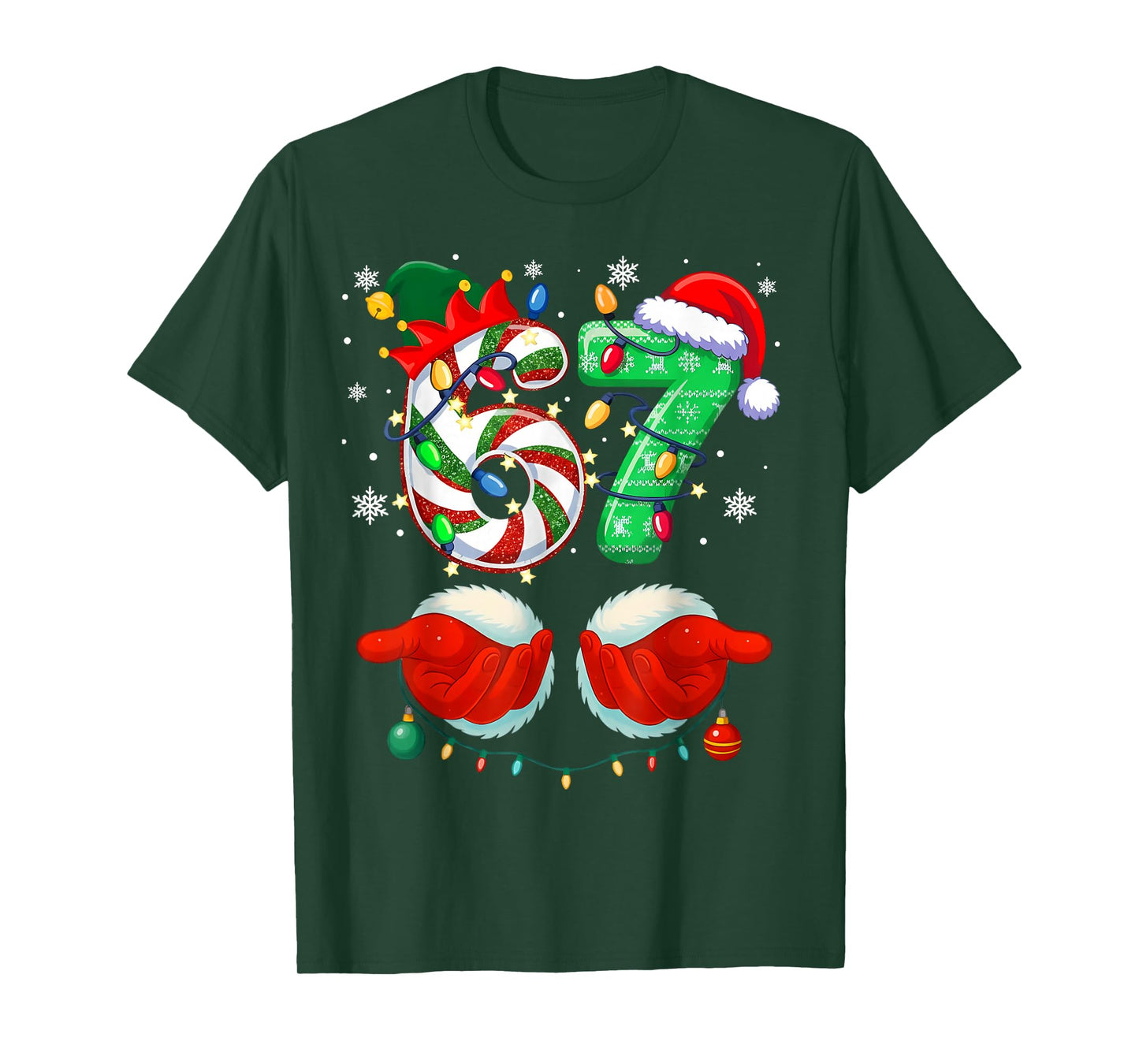Six Seven 6 7 Meme Christmas Xmas Funny Elf 67 Kids Teens T-Shirt