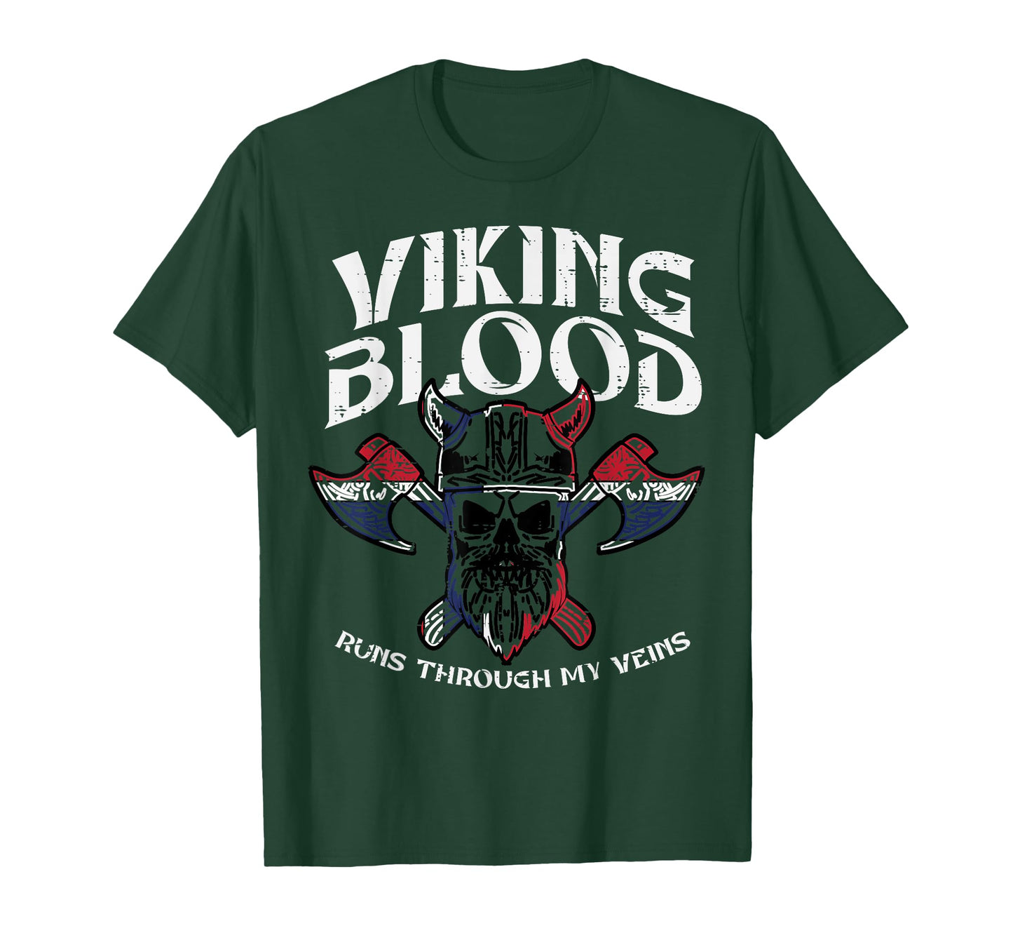 Viking Blood Runs Through My Veins Warrior Men Women Kids T-Shirt