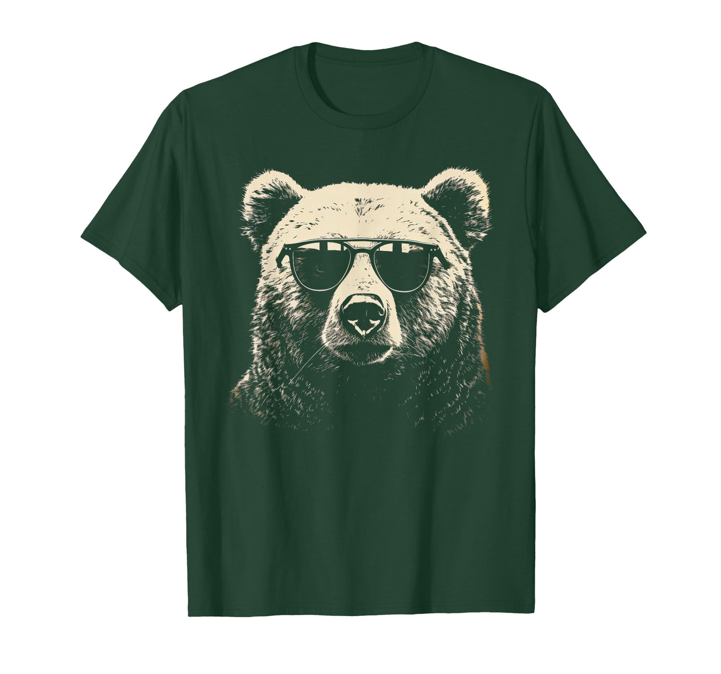 Funny Grizzly Bear Stencil With Sunglasses Punk Rock Art T-Shirt