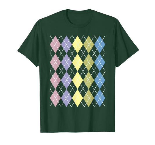 Retro Argyle Plaid Pattern Design in Pastel Colors T-Shirt