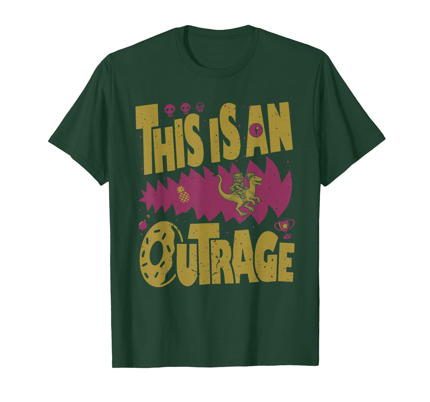 This is an Outrage Funny Princess Cat Riding Dinosaur T-Shirt