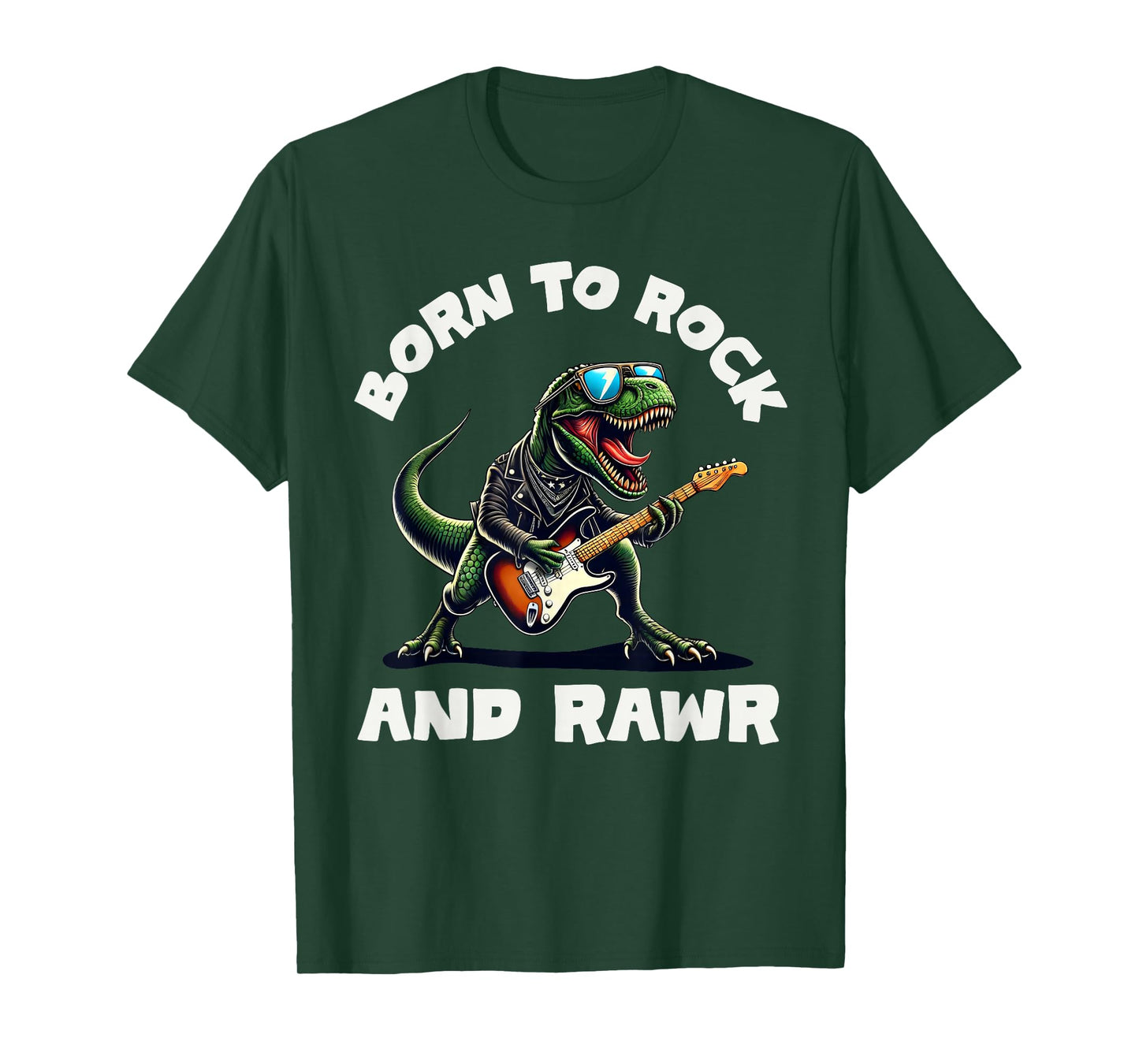 Born to Rock and Rawr, Cute Dinosaur, Rock'n Roll Dino T-Shirt