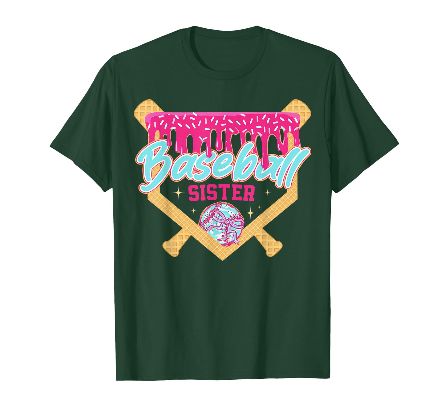 Baseball Sister Drip Ice Cream Baseball Game Day T-Shirt