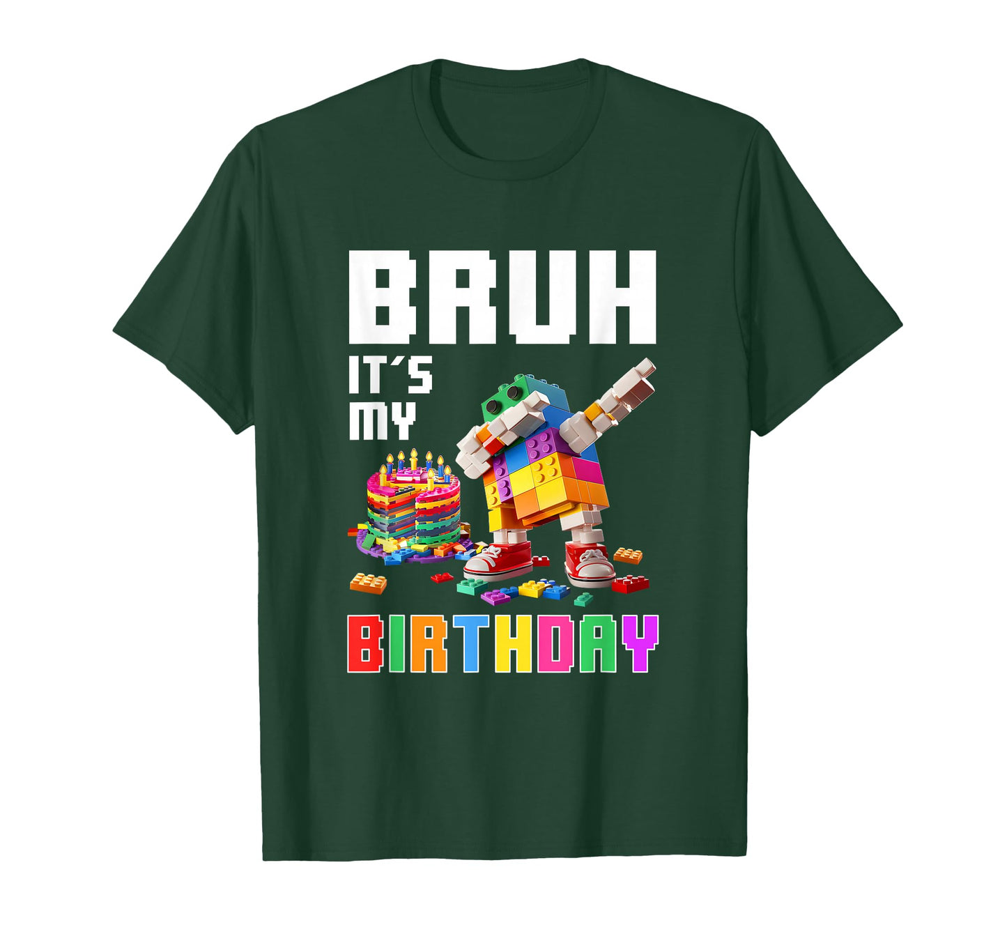 Bruh Its My Birthday Master Builder Dabbing Blocks Bricks T-Shirt
