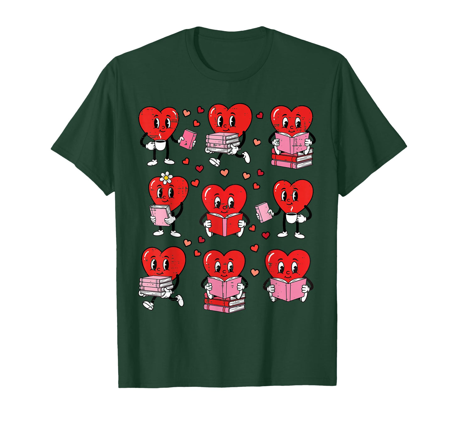 Valentines Day Librarian Heart Reading Book Women Men Kids T-Shirt