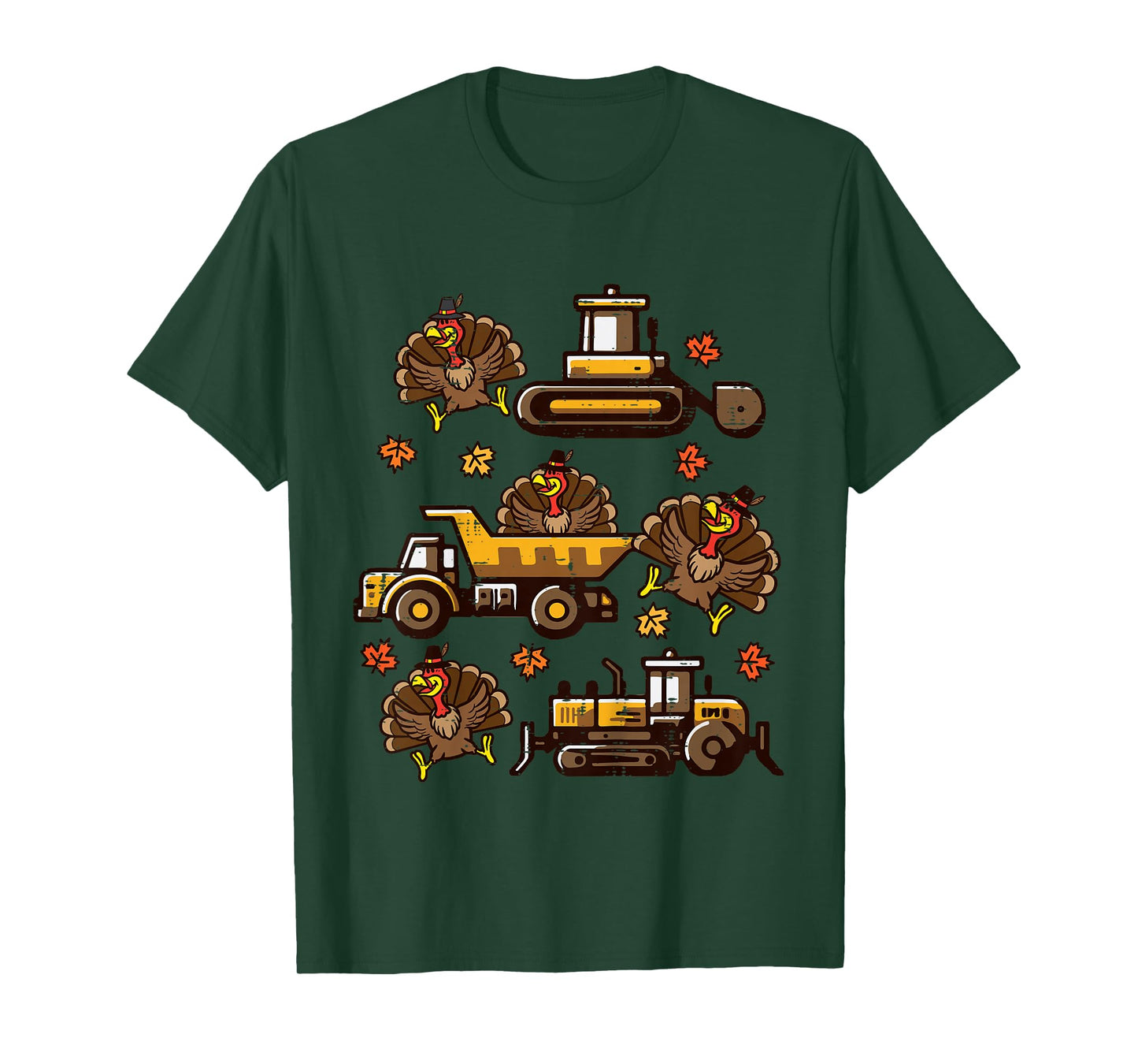 Kids Thanksgiving Construction Trucks Fall Toddler Boys Kid Youth T-Shirt