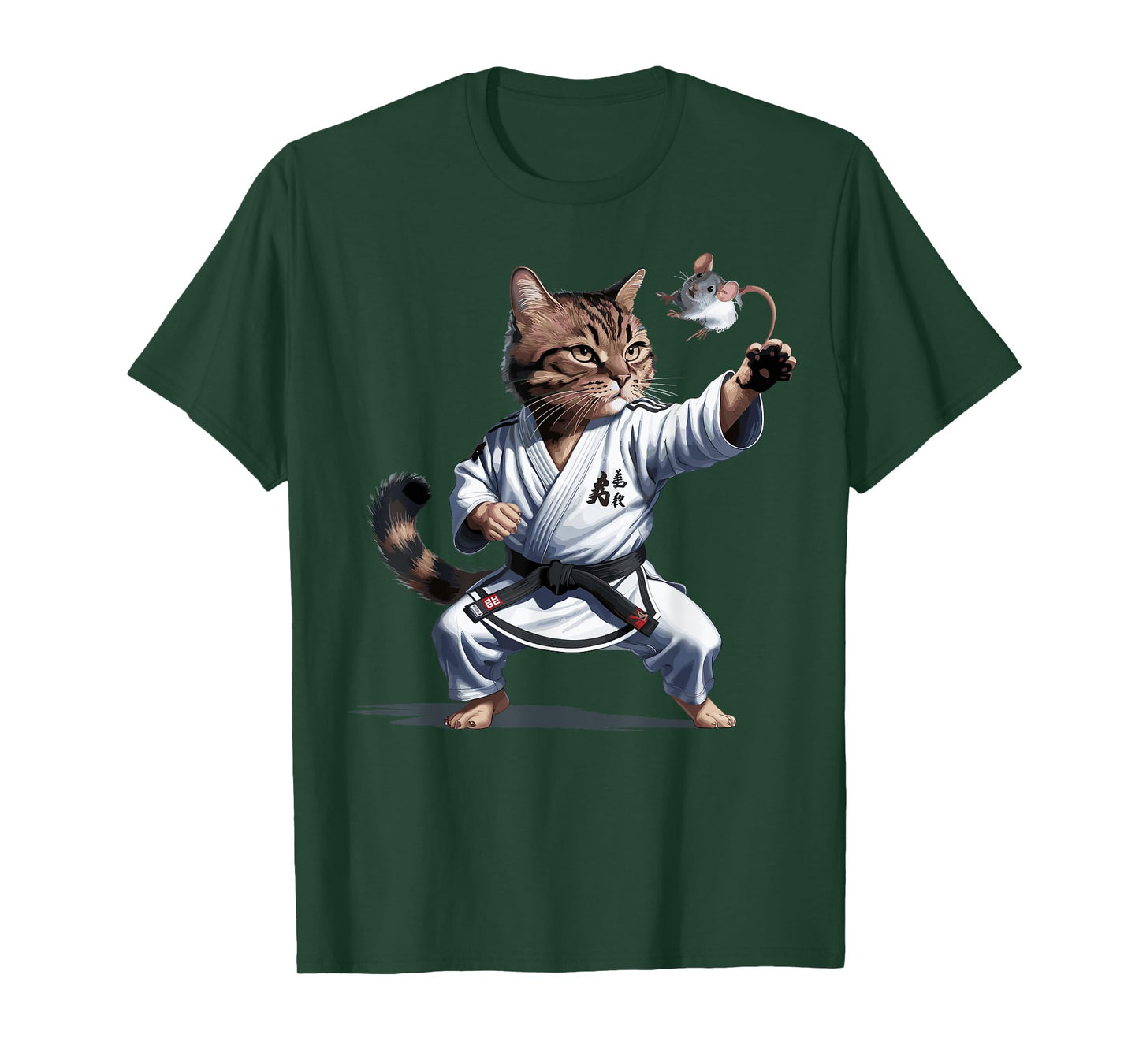 Martial Arts Cat Karate Black Belt Funny Fighter T-Shirt for Men Women Girls Kids