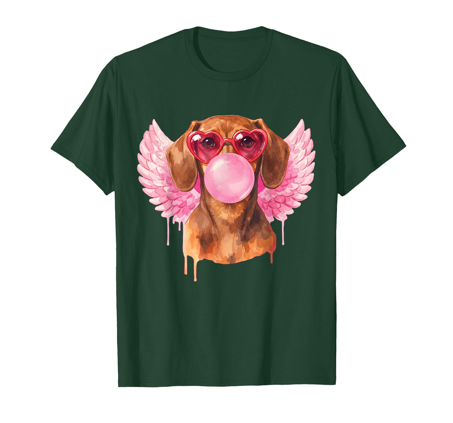 Retro Cupid Valentine Dog Love Hearts Cute Dachshund T-Shirt