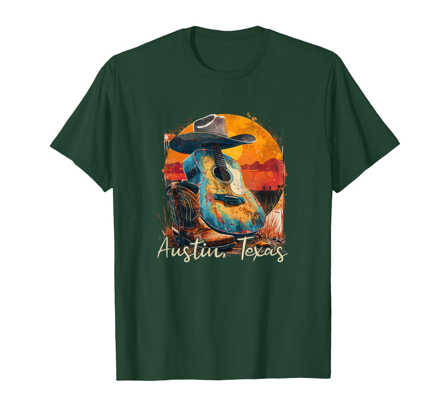 Austin Texas TX | Guitar musician cowboy T-Shirt