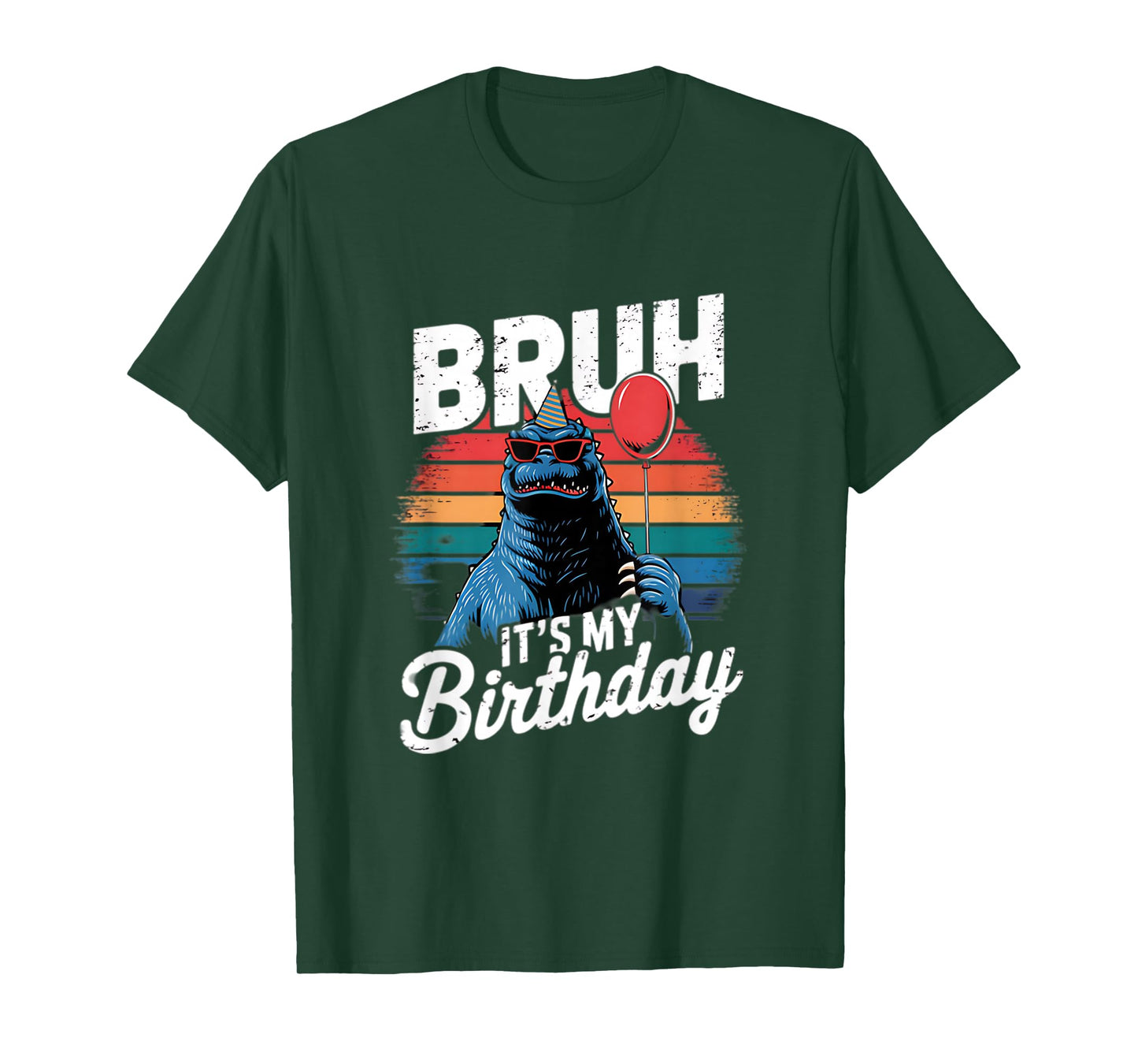 Bruh It's My Birthday Japanese Kaiju Monster Retro Sunset T-Shirt