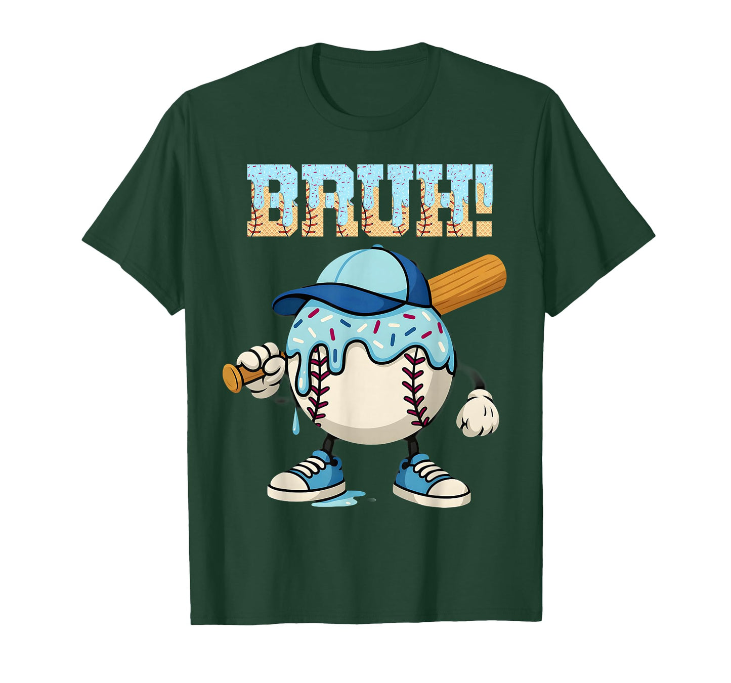 Bruh Ice Cream Baseball Drip Boys Bruh Meme For Son Grandson T-Shirt