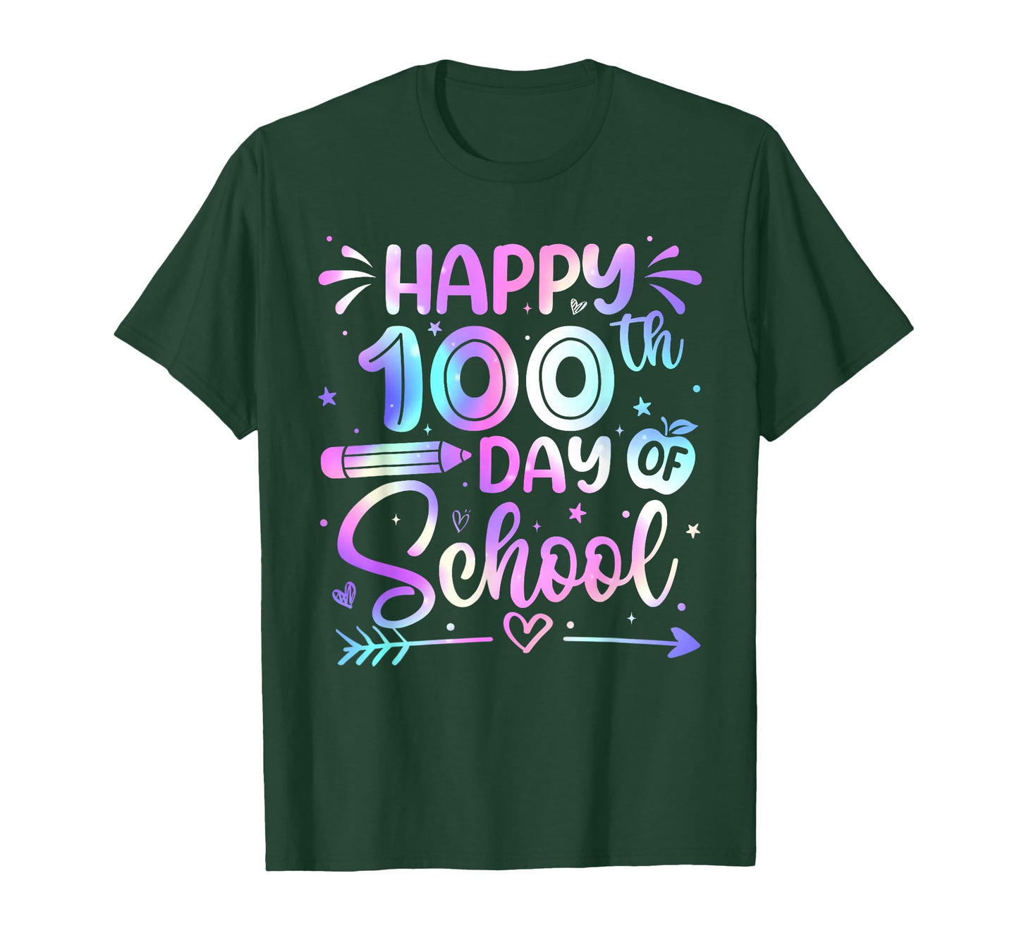Happy 100th Day of School Shirts for Teacher Girls 100 Days T-Shirt
