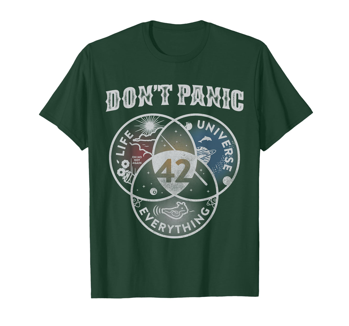 Venn Diagram Don't Panic Life The Universe And Everything 42 T-Shirt