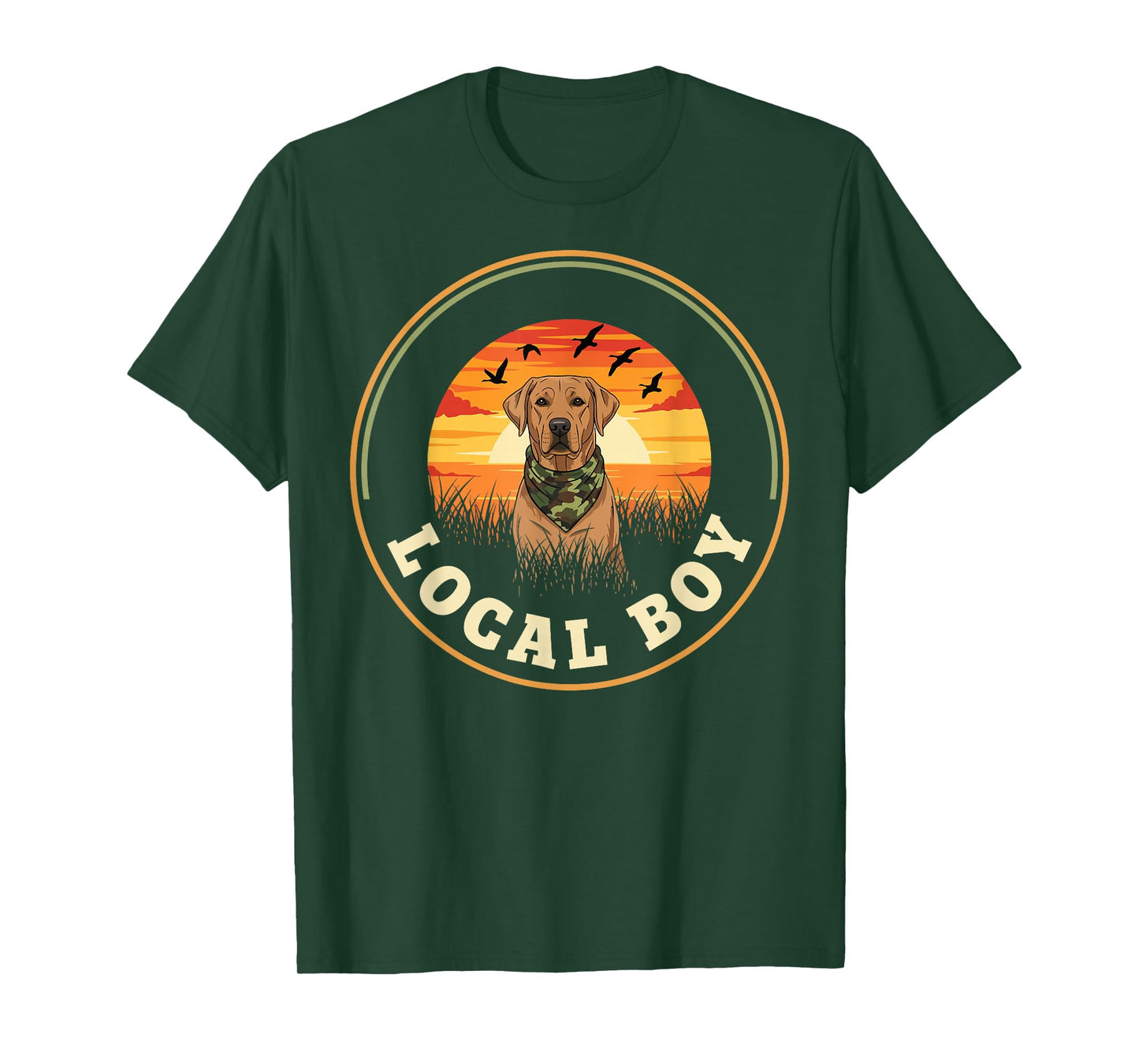 Local Boy Duck Hunting Retriever Waterfowl Dog Sunset Marsh T-Shirt