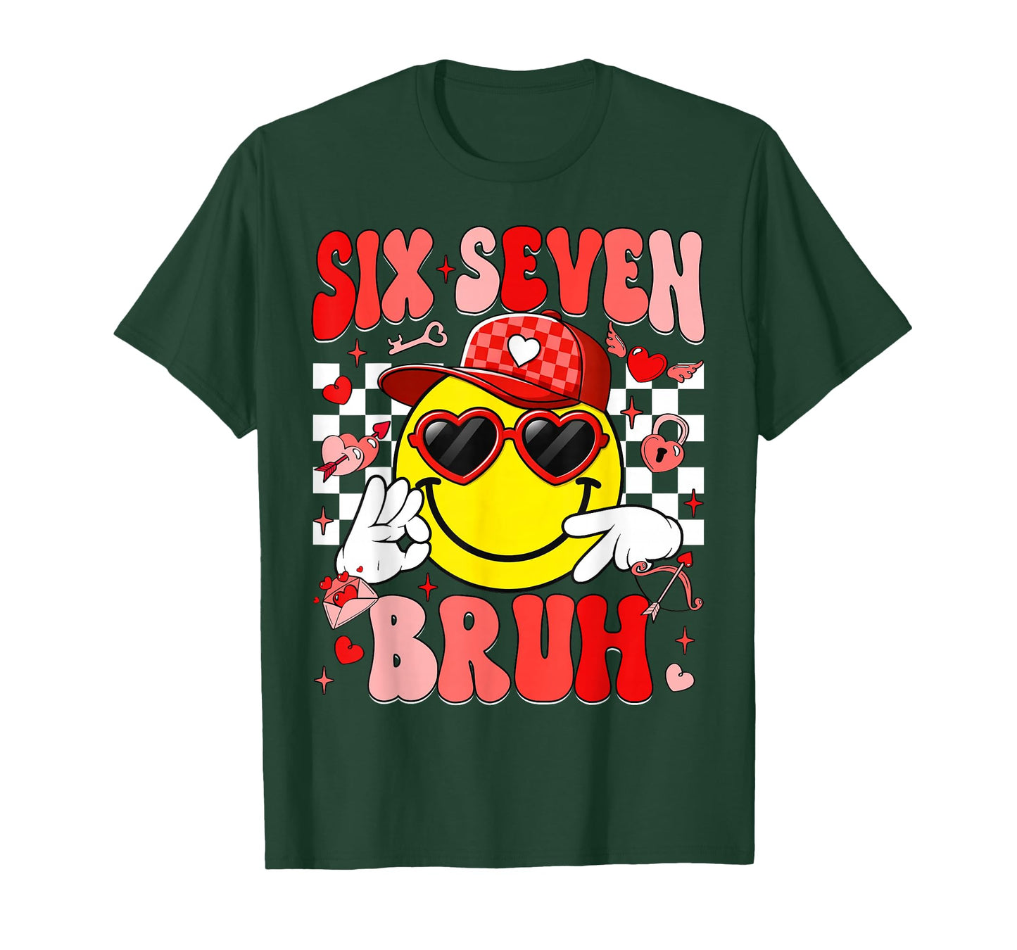 Six Seven Bruh Smile 6 7 Meme Valentines Day Girls Boys Kids T-Shirt