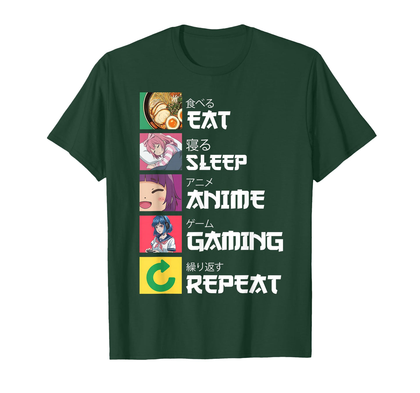 Japan Boba Manga Kawaii Cool Gamer Japanese Eat Sleep Anime Gaming Repeat Unisex-Youth T-Shirt Black Small Anime T-Shirt