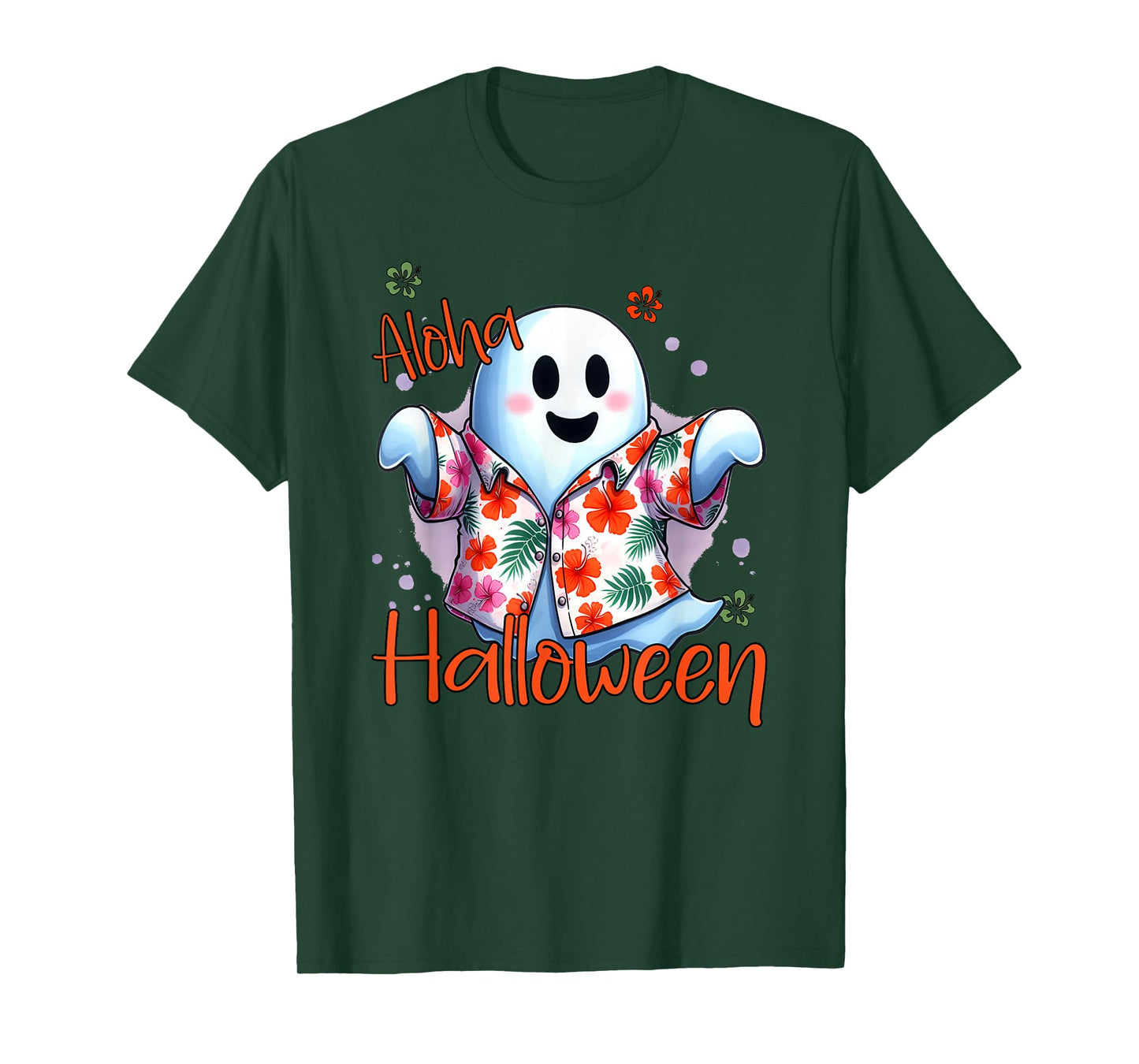 Aloha Halloween Ghost Funny Hawaiian T-Shirt