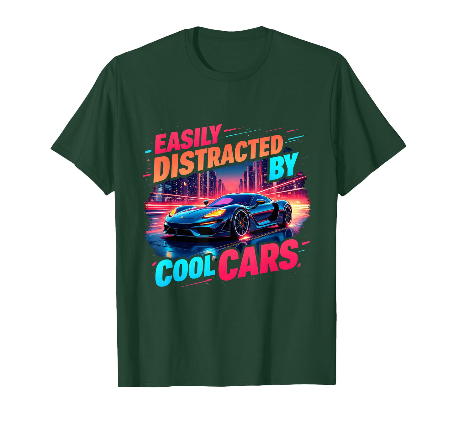 Cool Cars Mens Boys Vintage Easily Distracted By Muscle Car T-Shirt