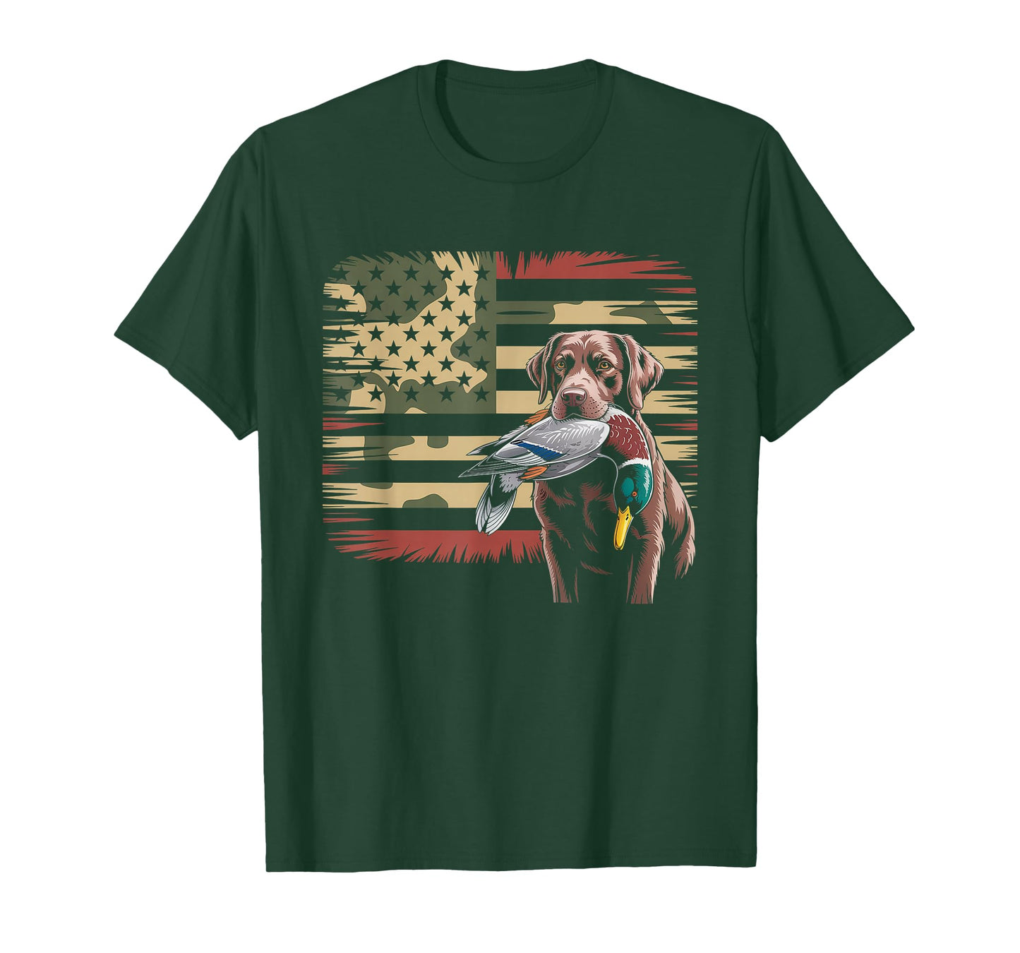 Duck Hunting Labrador American USA Flag Mallard Duck Hunter T-Shirt