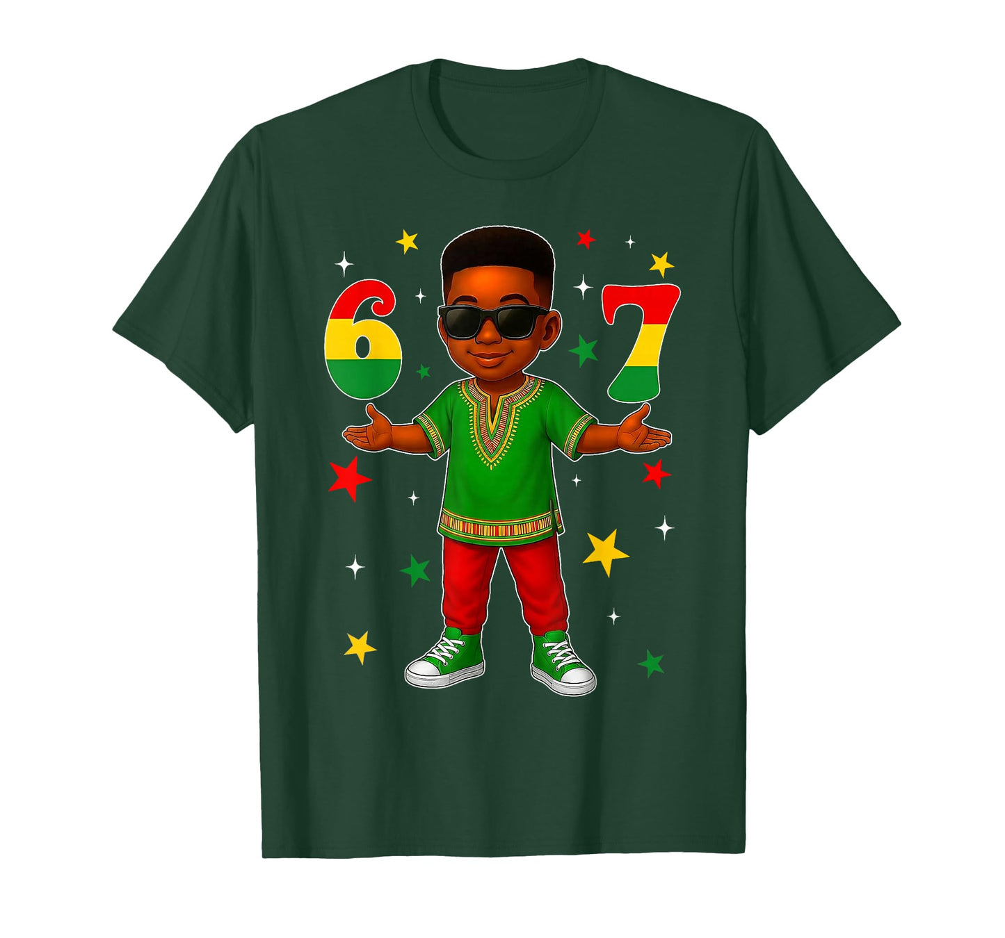 67 Bruh Black History Month 6 7 Meme Afro Boys Kids T-Shirt
