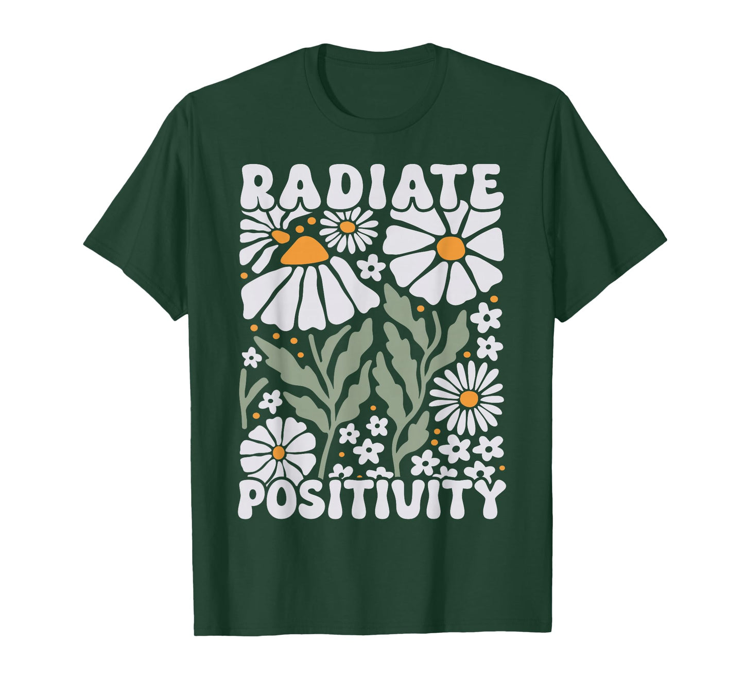 Radiate Positivity Cute Wildflowers Groovy Boho Flower T-Shirt