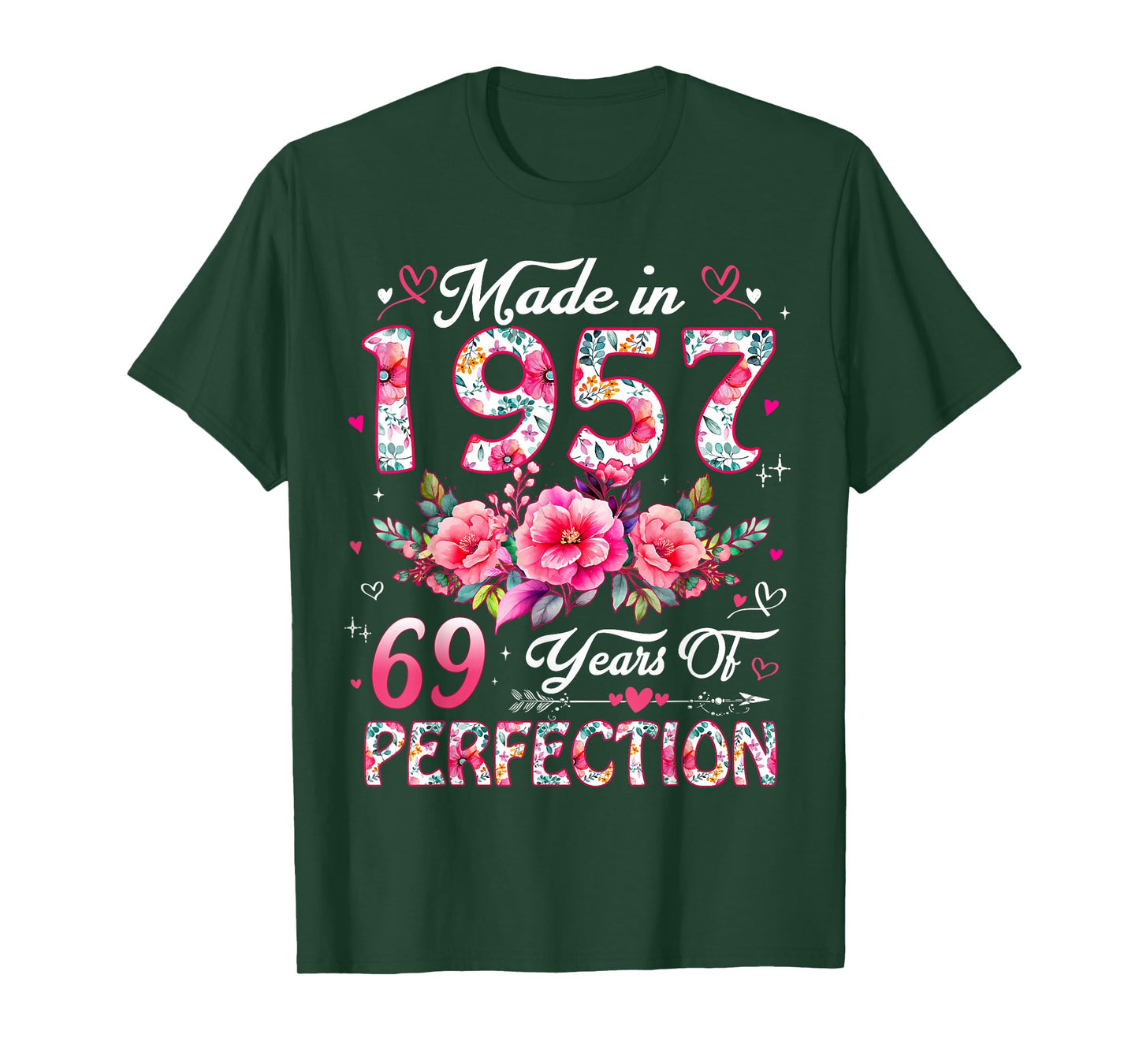 69 Year Old Made in 1957 Floral 69th Birthday Women T-Shirt