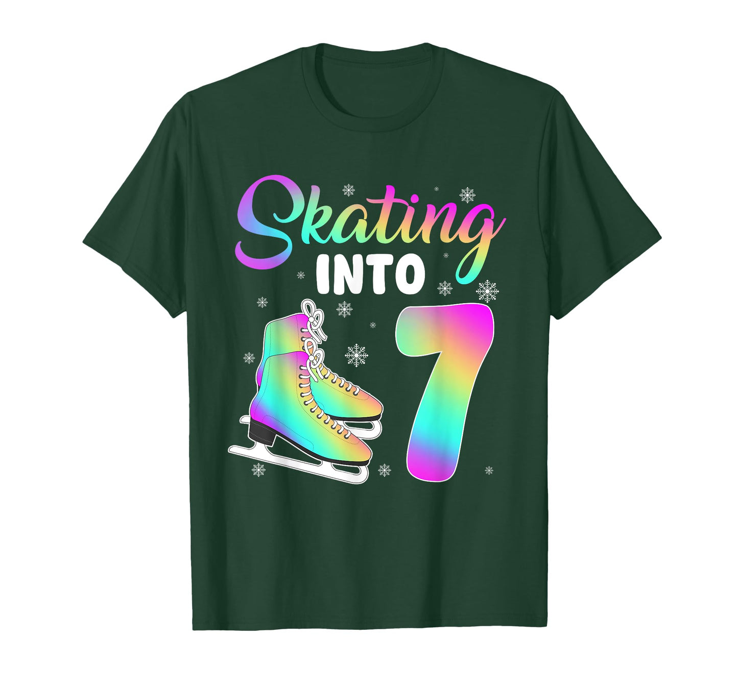 Skating Into 7th Birthday Ice Skating Girl 7 Year Old T-Shirt