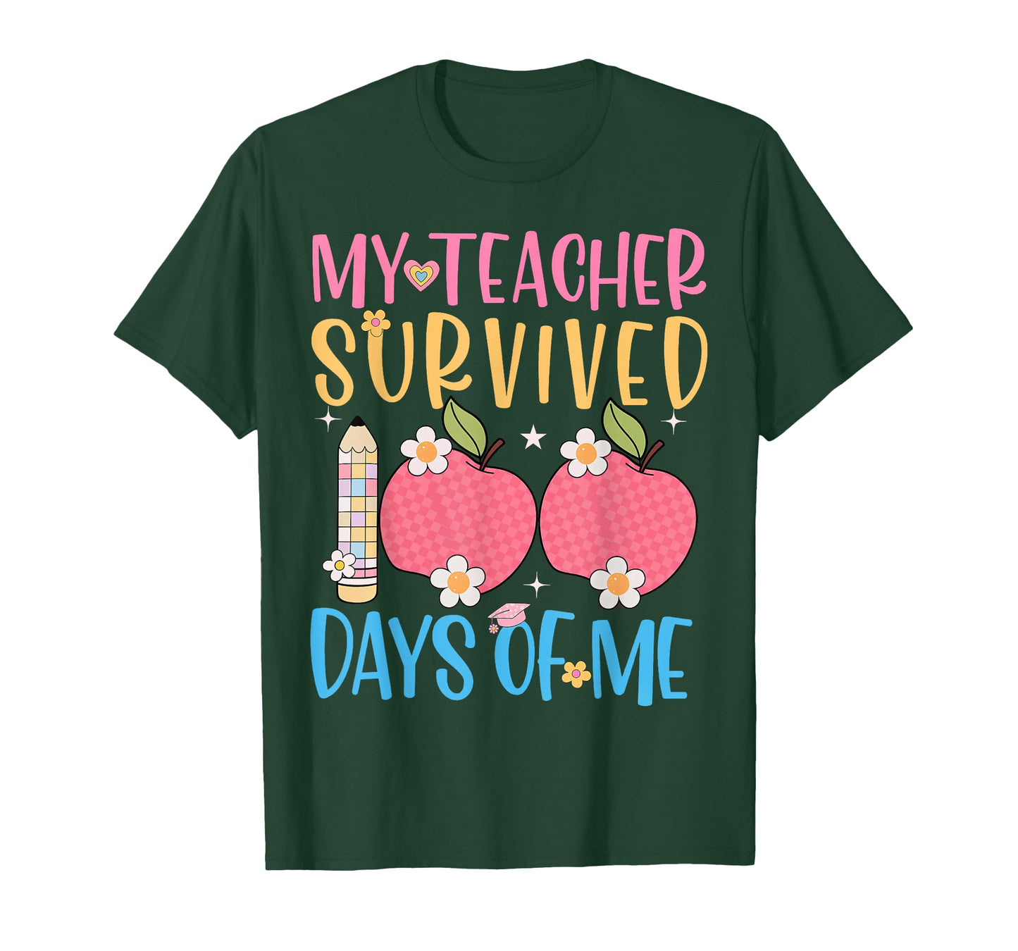 100th Day My Teacher Survived 100 Days of Me Girls Boys Kids T-Shirt
