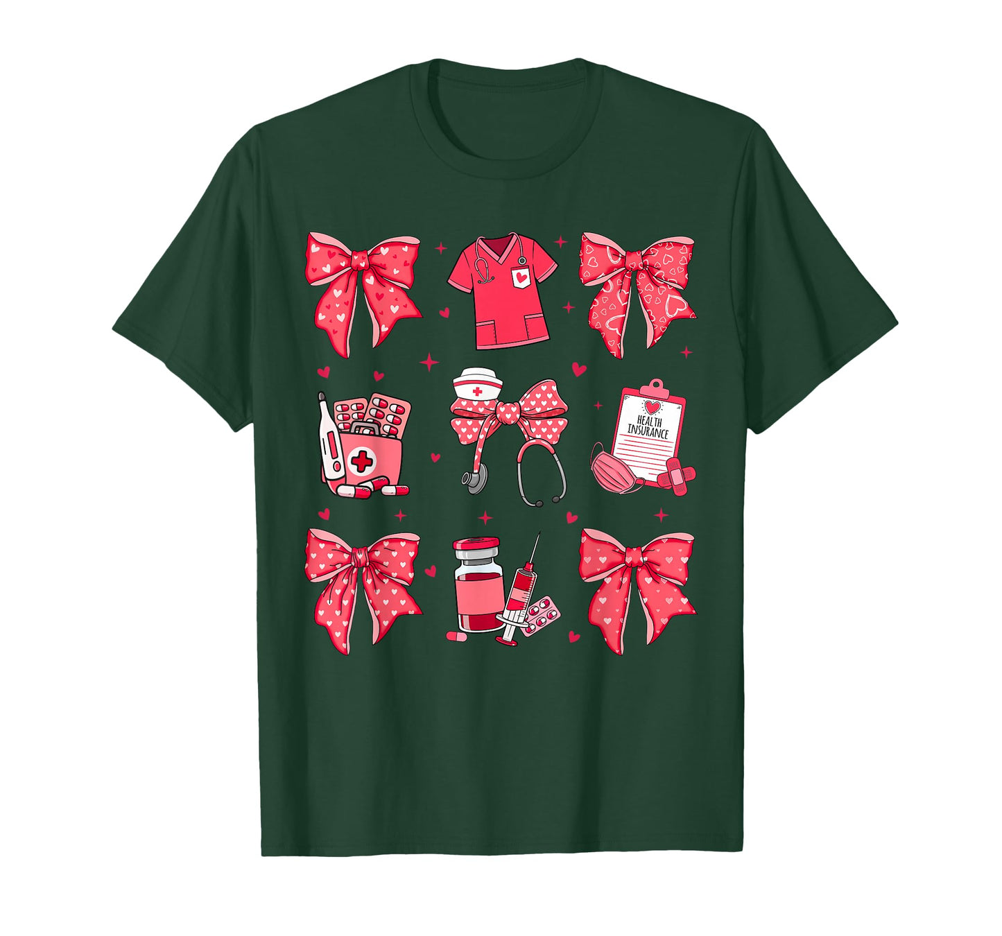 Coquette Bow Stethoscope Valentine RN PCT CNA Nurse Women T-Shirt
