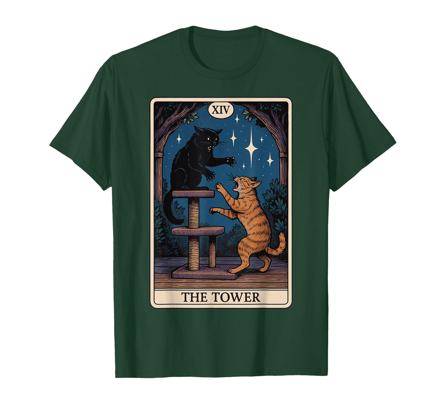 The Tower Cat Tarot Card T-Shirt