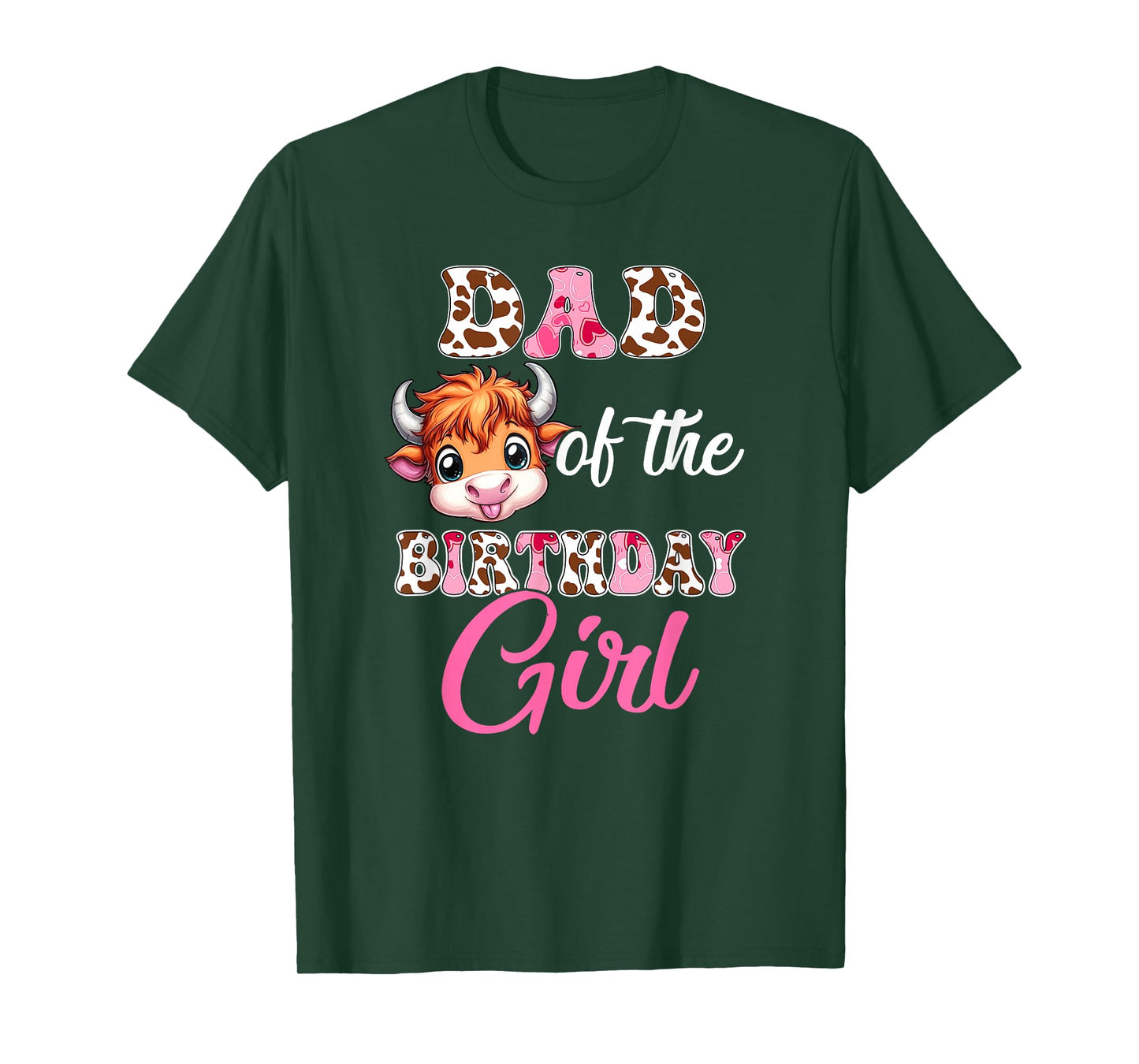 Dad Of The Birthday Girl Highland Cow Farm 1St Birthday T-Shirt