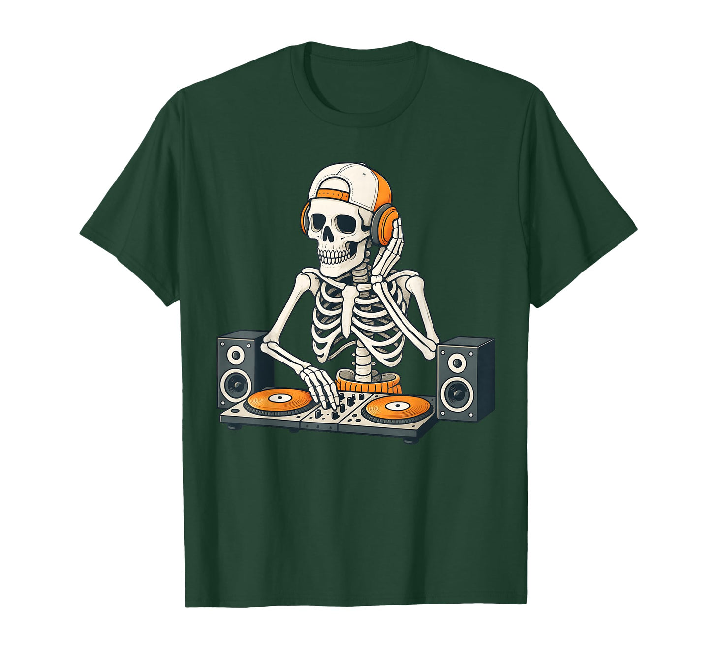 Funny Skeleton DJ Halloween Costume Turntable Music Men Boys T-Shirt