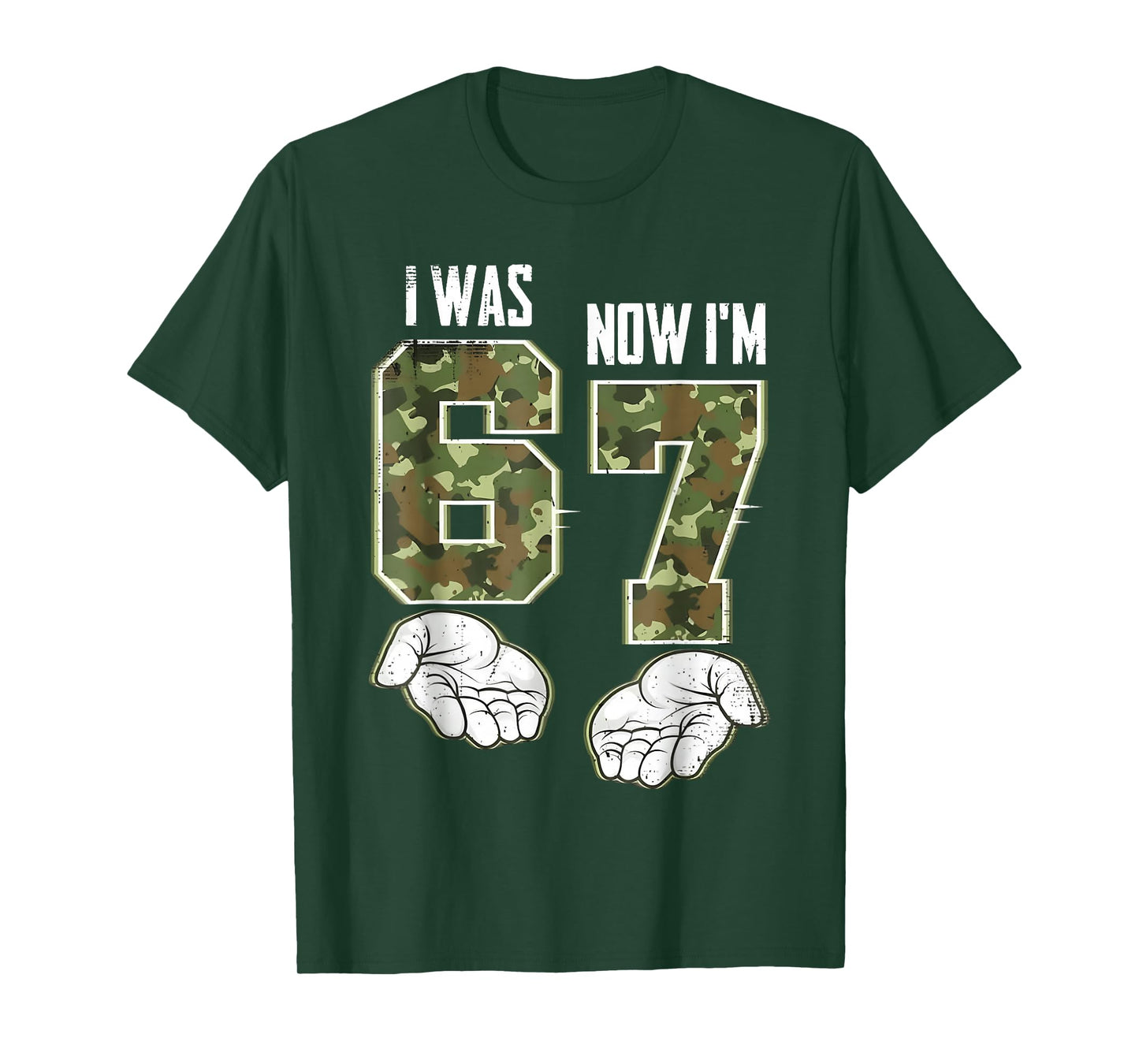 Camo 7 Year Old Birthday I was 6 Now I'm 7 67 Funny Kid Boys T-Shirt