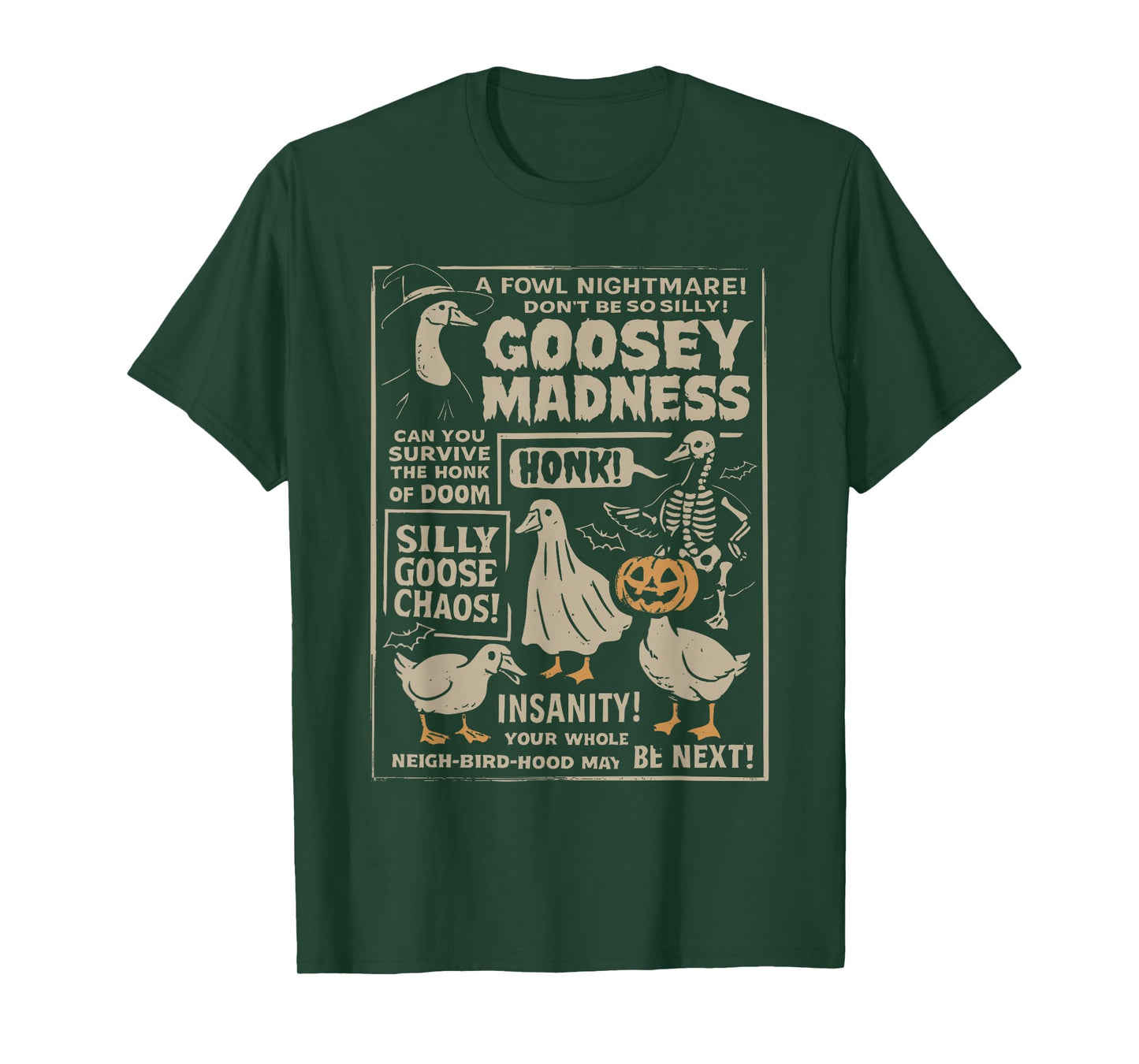 Goosey Madness, Vintage Funny Halloween Silly Goose T-Shirt