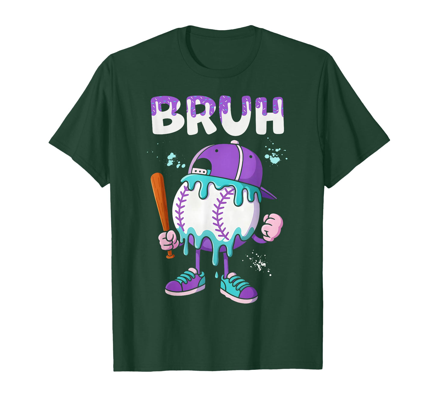 Baseball Ice Cream Drip Youth Bruh Baseball For Girls & Boys T-Shirt