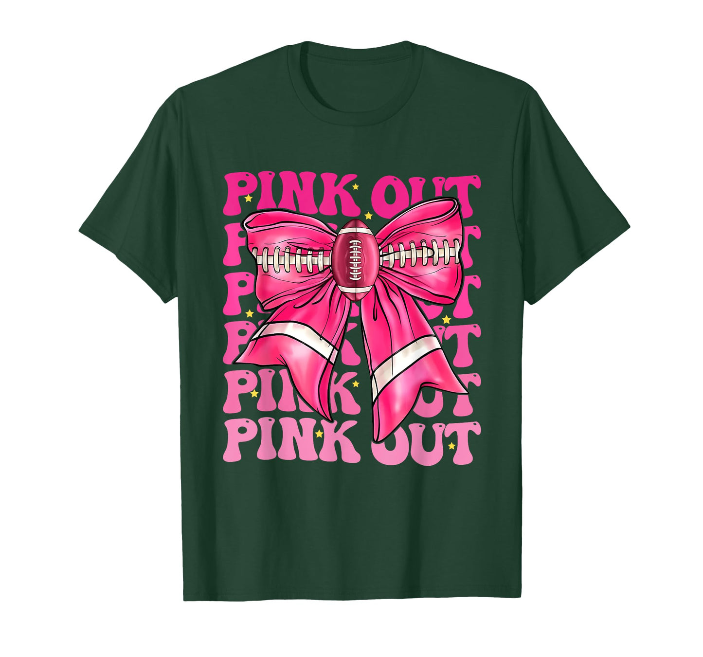 Pink Out Breast Cancer Football Coquette Bow Mom Girls Women T-Shirt
