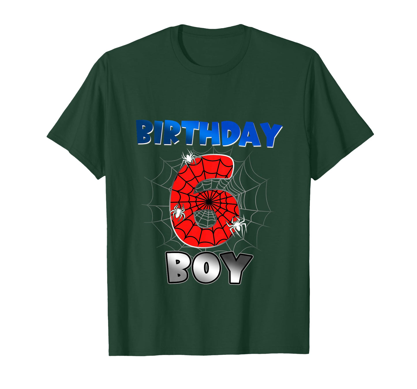 Kids Birthday Boy 6th Birthday Spider Theme Party 6 Year Old Boys T-Shirt