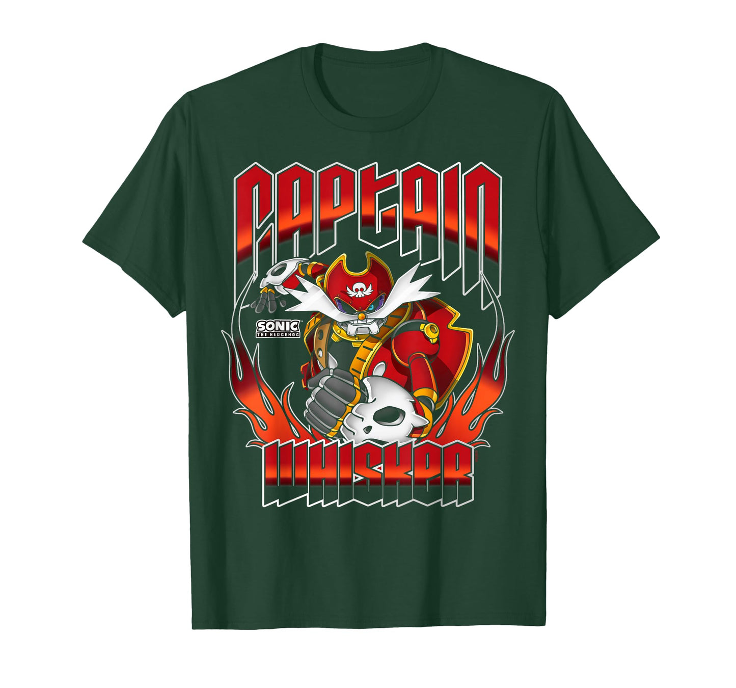 Sonic The Hedgehog Halloween Captain Whisker Fiery Logo T-Shirt