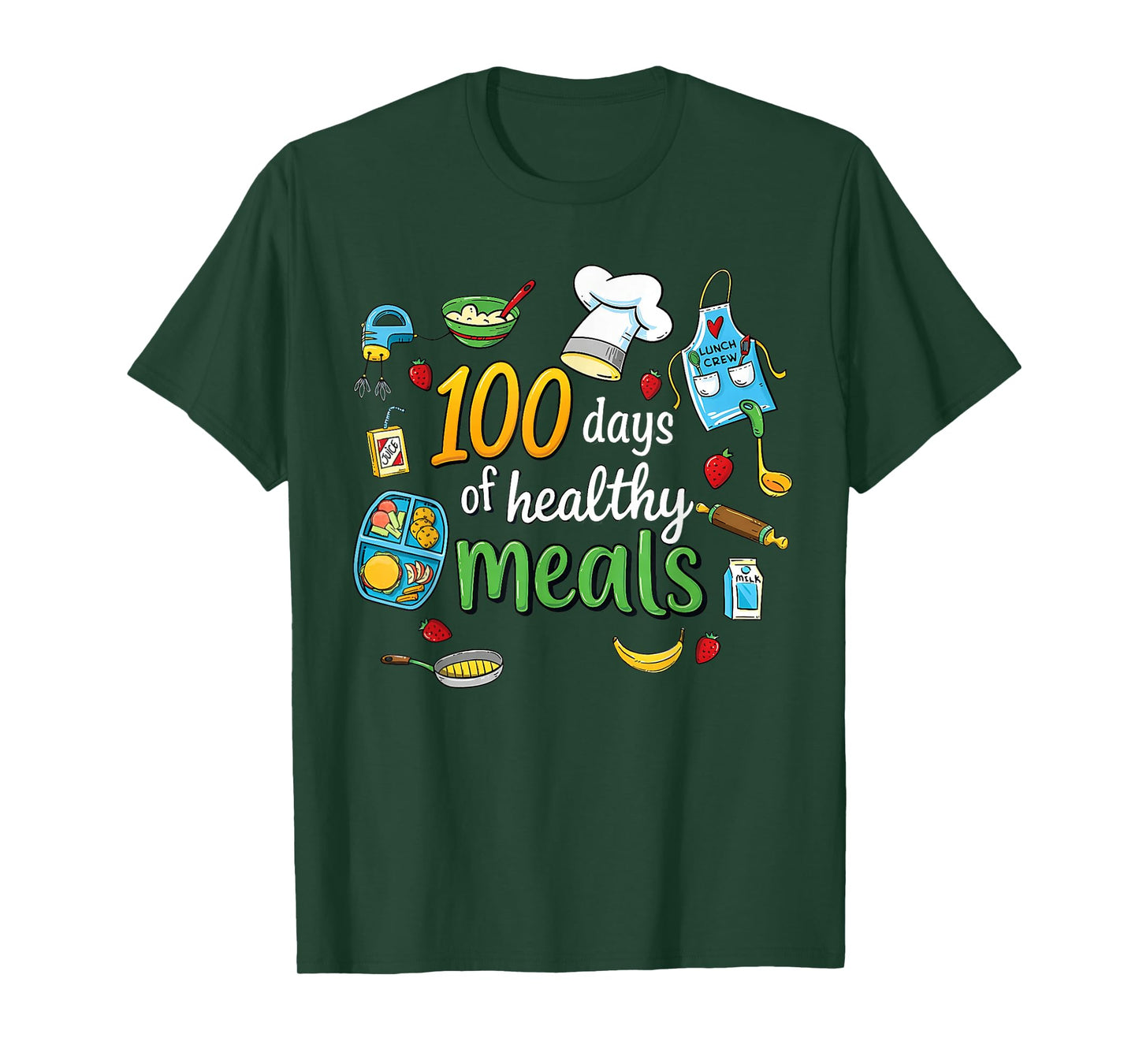 100 Days of Healthy Meals Lunch Lady Shirt School Cafeteria T-Shirt