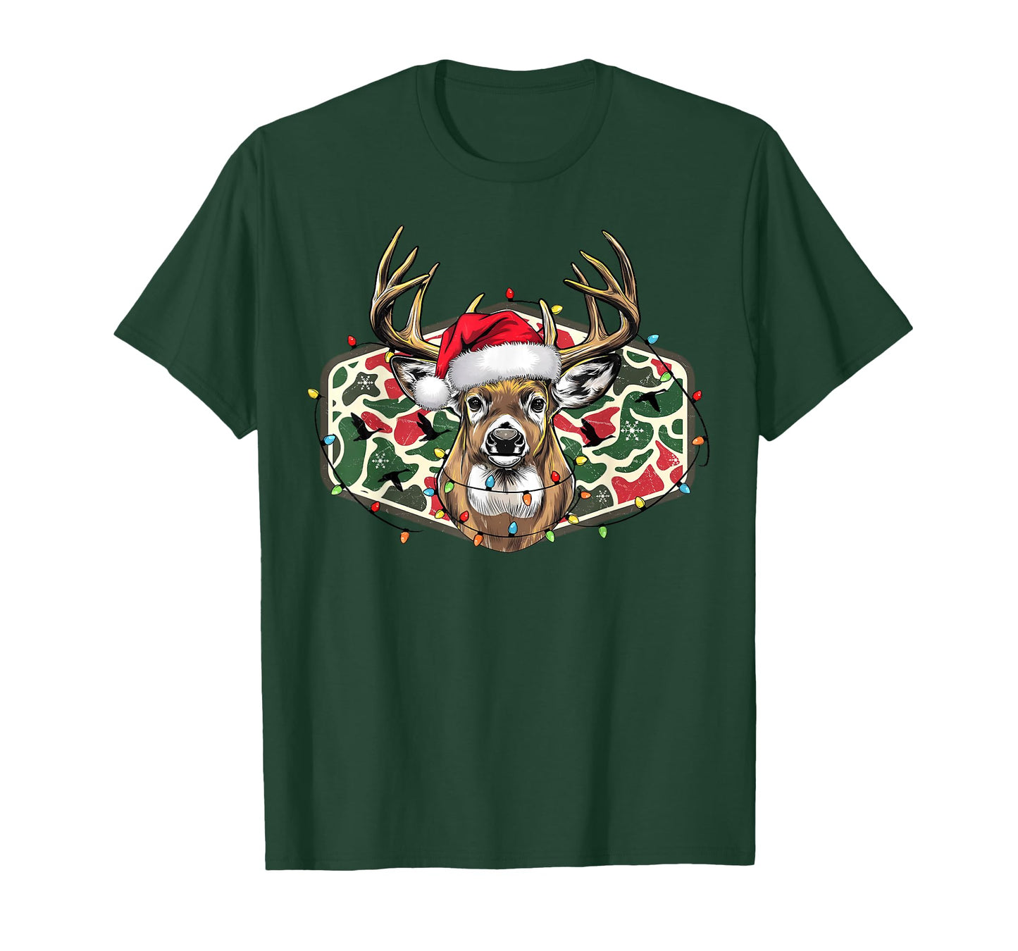 Christmas Deer Hunting Camo Merry Xmas Holiday Dad Father T-Shirt