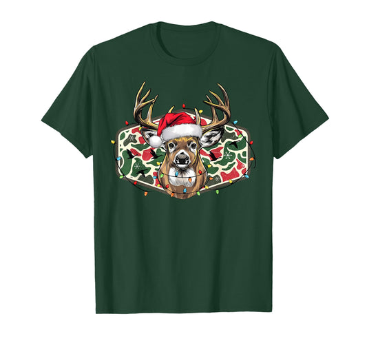 Christmas Deer Hunting Camo Merry Xmas Holiday Dad Father T-Shirt
