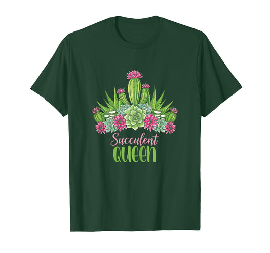 Plant Lover Succulent Queen Cactus Gardener Women T-Shirt