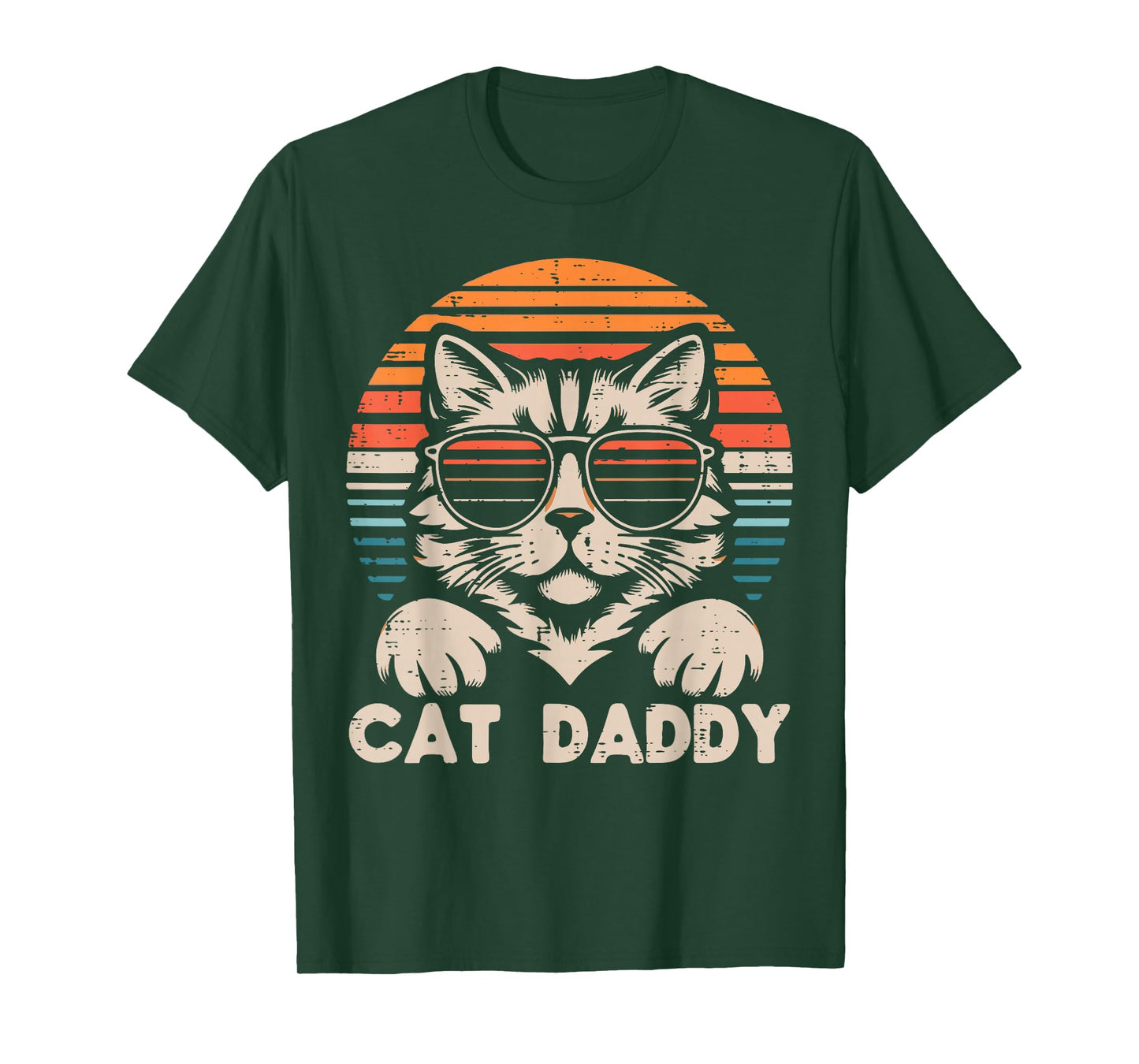 Cat Daddy Sunglasses Sunset Retro Fur Dad Papa Kitten Men T-Shirt