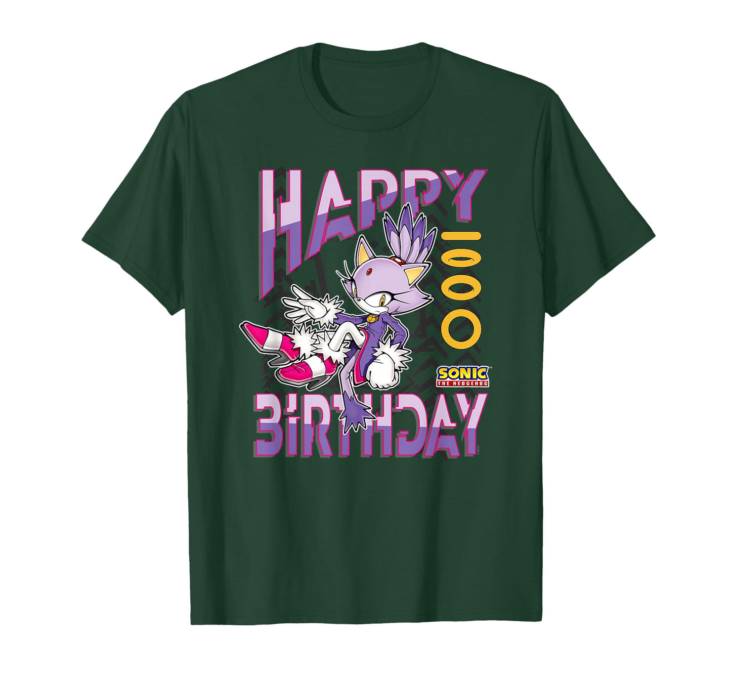 Sonic The Hedgehog Happy Birthday Blaze Grid Chest Poster T-Shirt