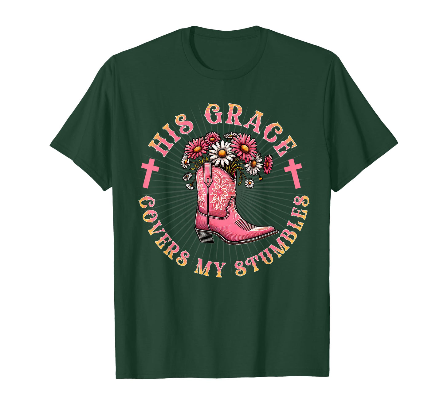 Funny Christian Cowgirl Boot Verse Western Jesus Faith Grace T-Shirt