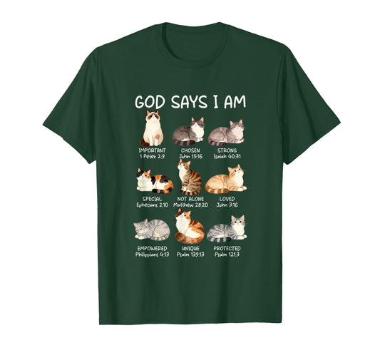 God Says I-Am Cat Kitten Christian Jesus Bible Verse Faith T-Shirt
