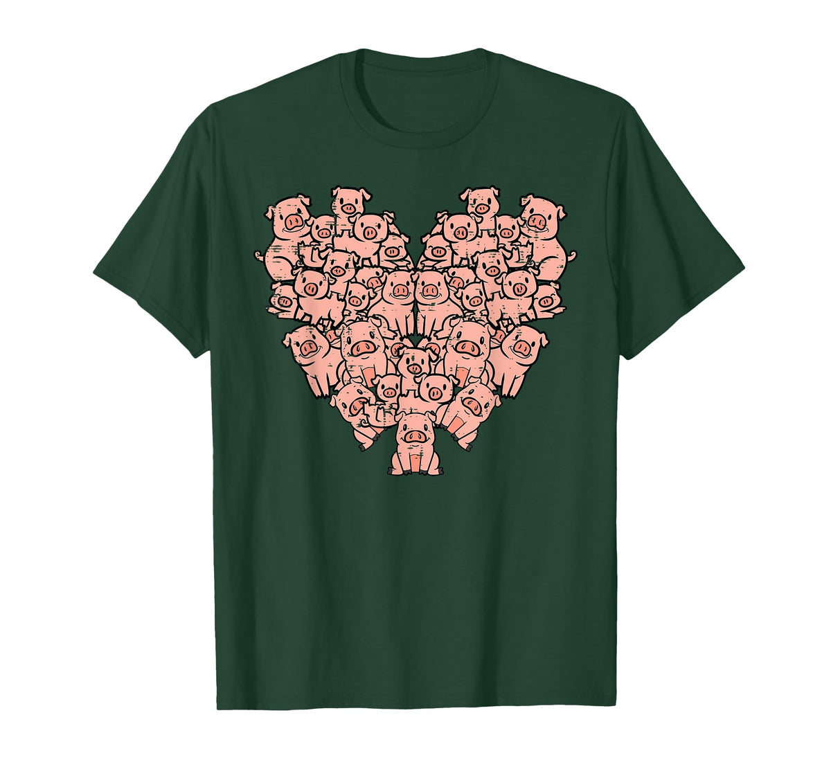 Pigs Heart Shape Cute Love Hog Swine Girls Kids Women Men T-Shirt